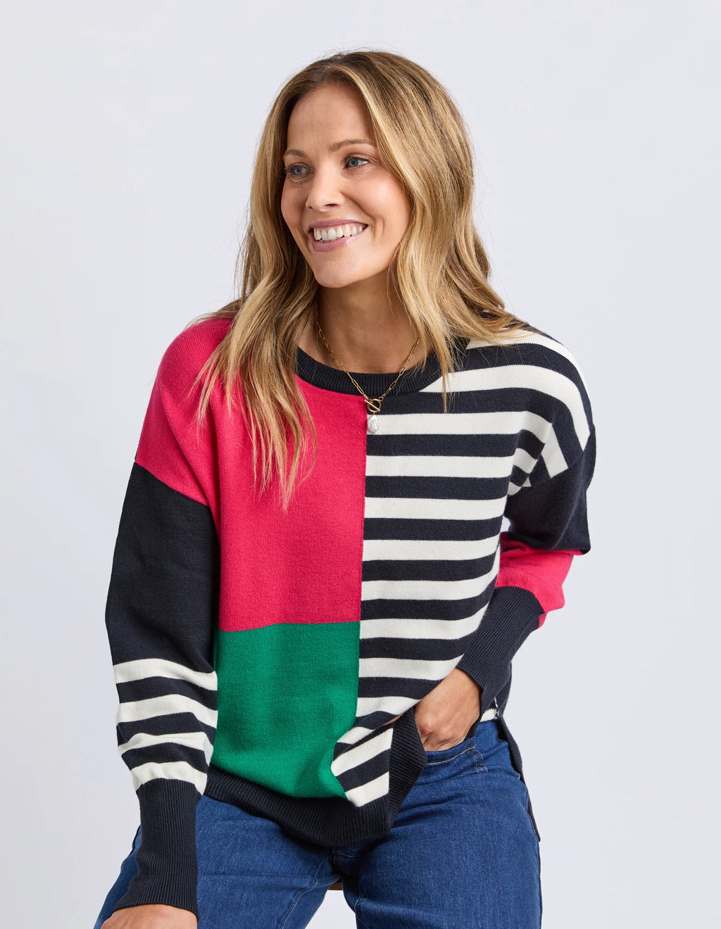 Viken Knit Midnight Block Stripe