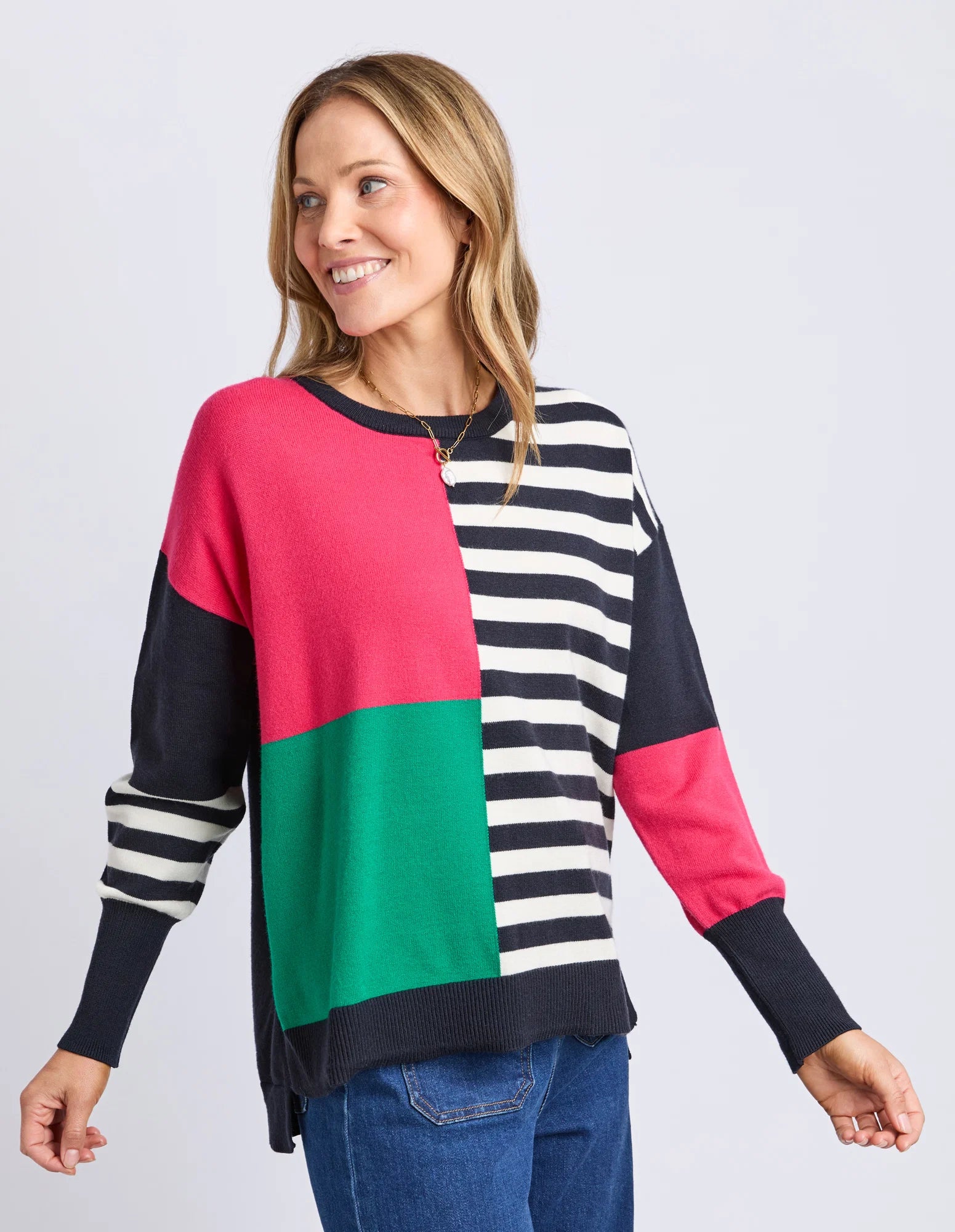 Viken Knit Midnight Block Stripe