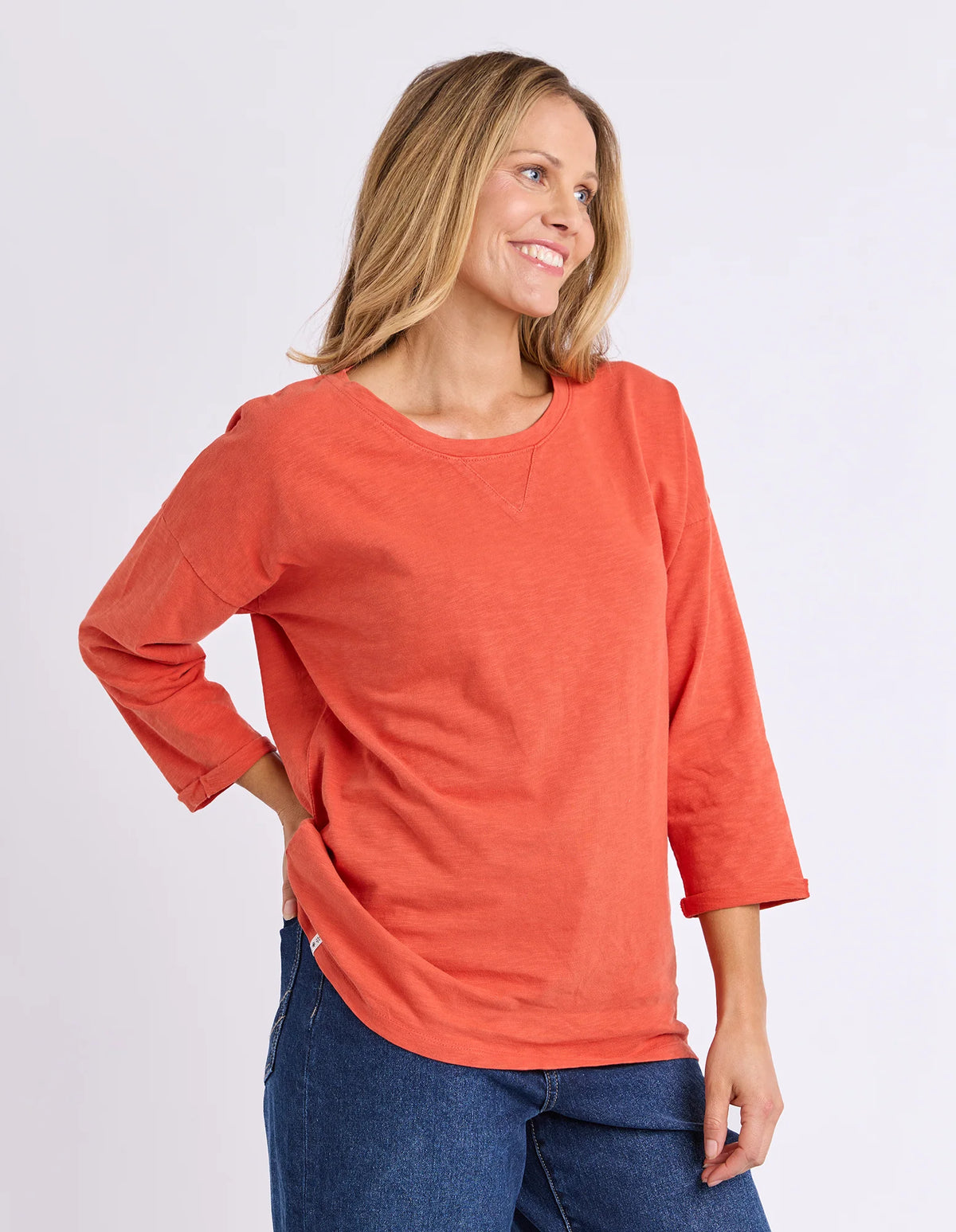 Annie 3/4 Sleeve Tee Burnt Orange