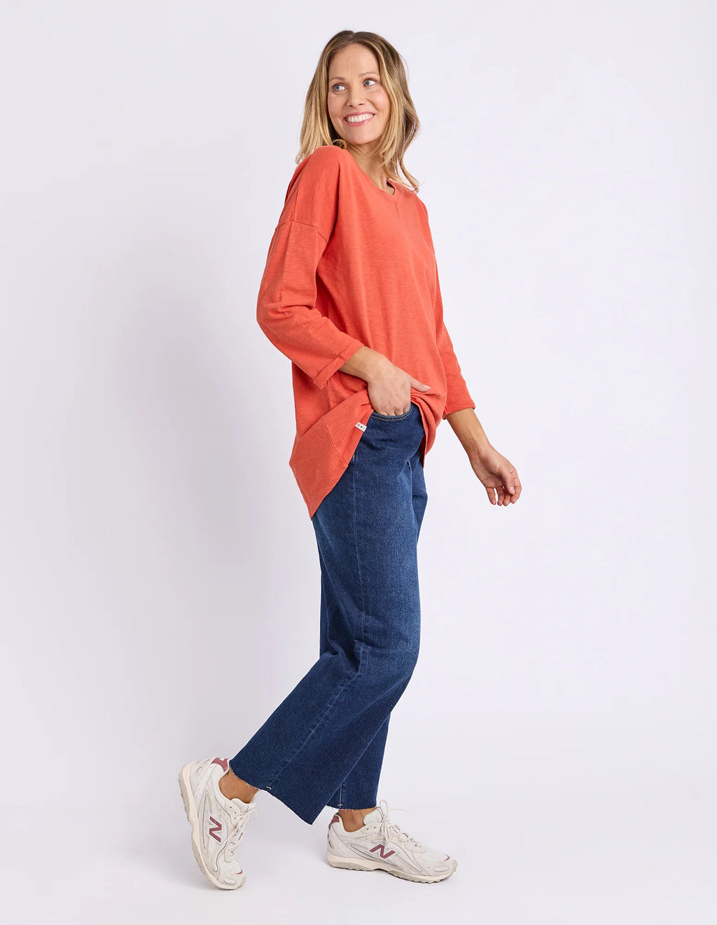 Annie 3/4 Sleeve Tee Burnt Orange