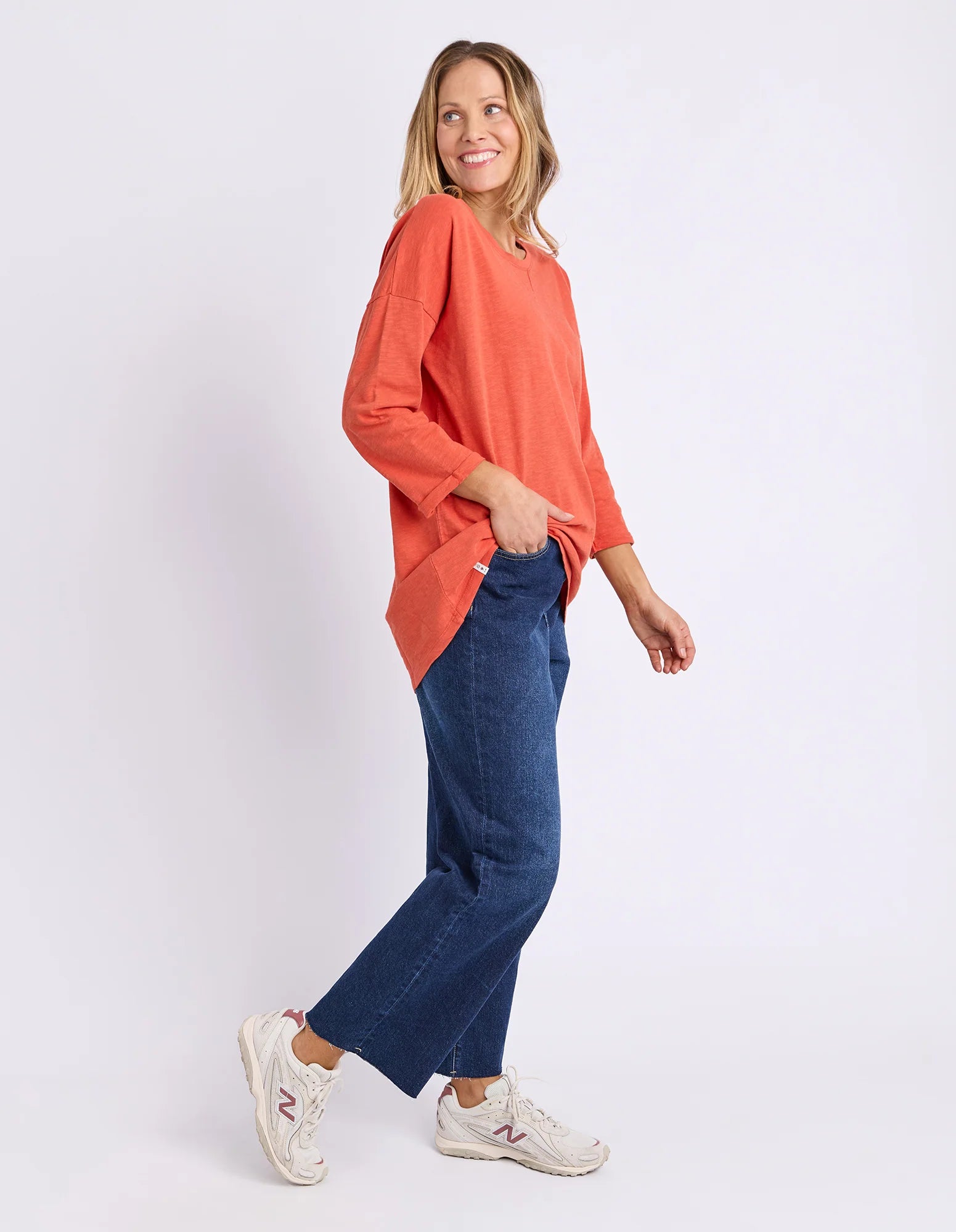 Annie 3/4 Sleeve Tee Burnt Orange