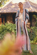 Willow Linen Viscose Pant in Iridescent Stripe