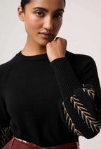 Arden Merino Wool Blend Jacquard Knit Top
