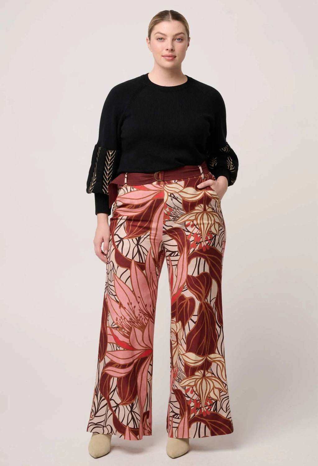 Arden Merino Wool Blend Jacquard Knit Top