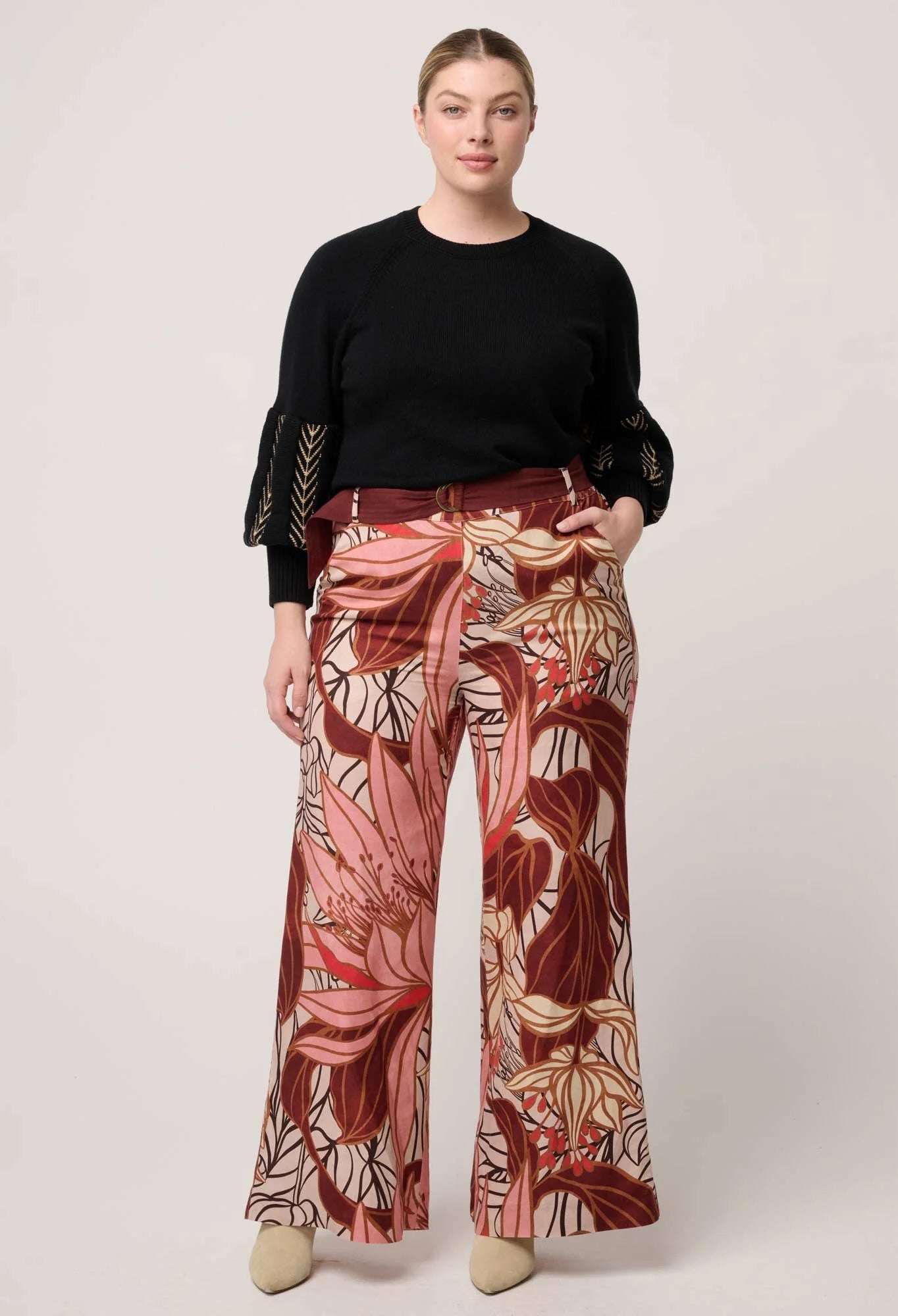Arden Merino Wool Blend Jacquard Knit Top