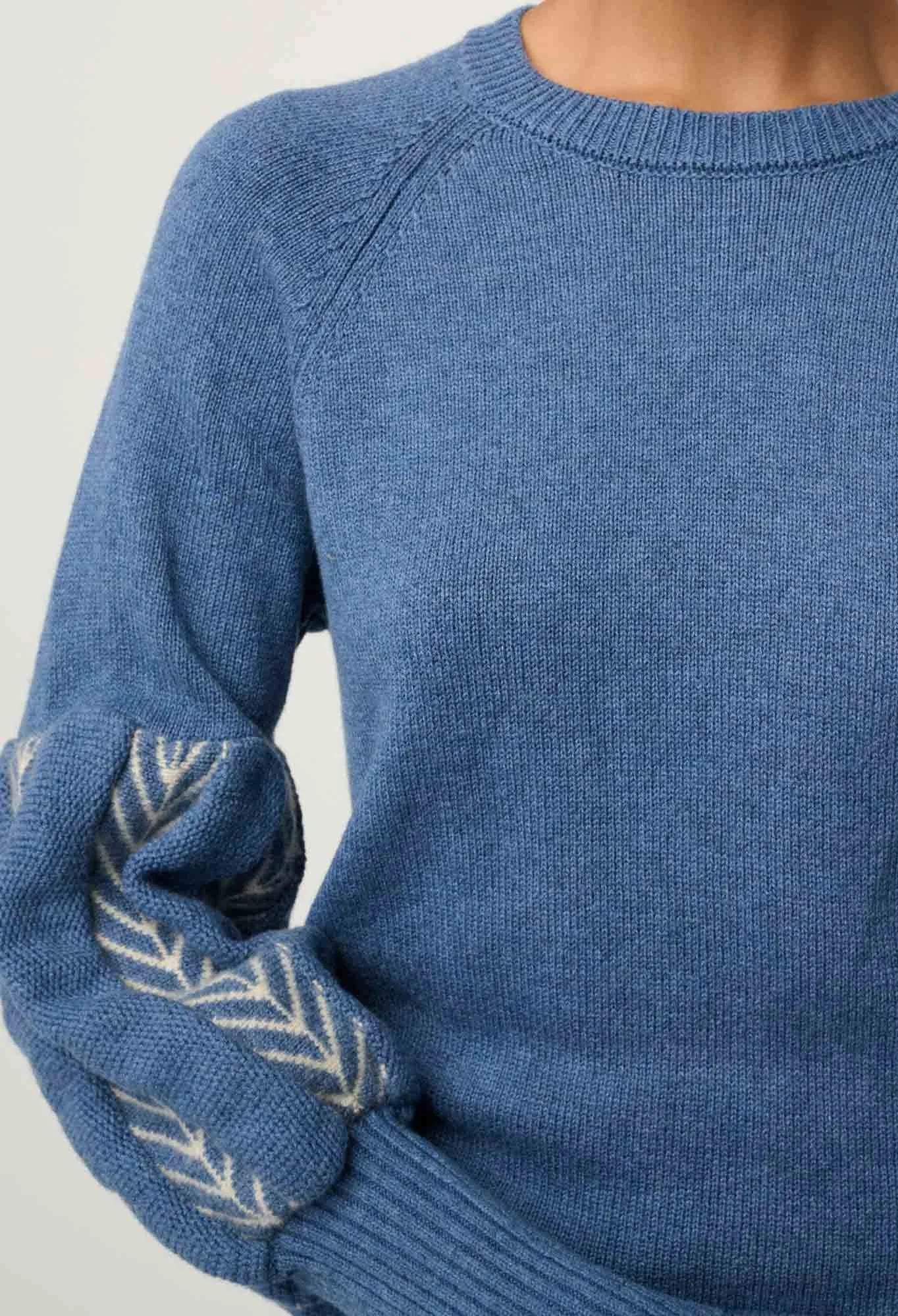 Arden Merino Wool Blend Jacquard Knit Top