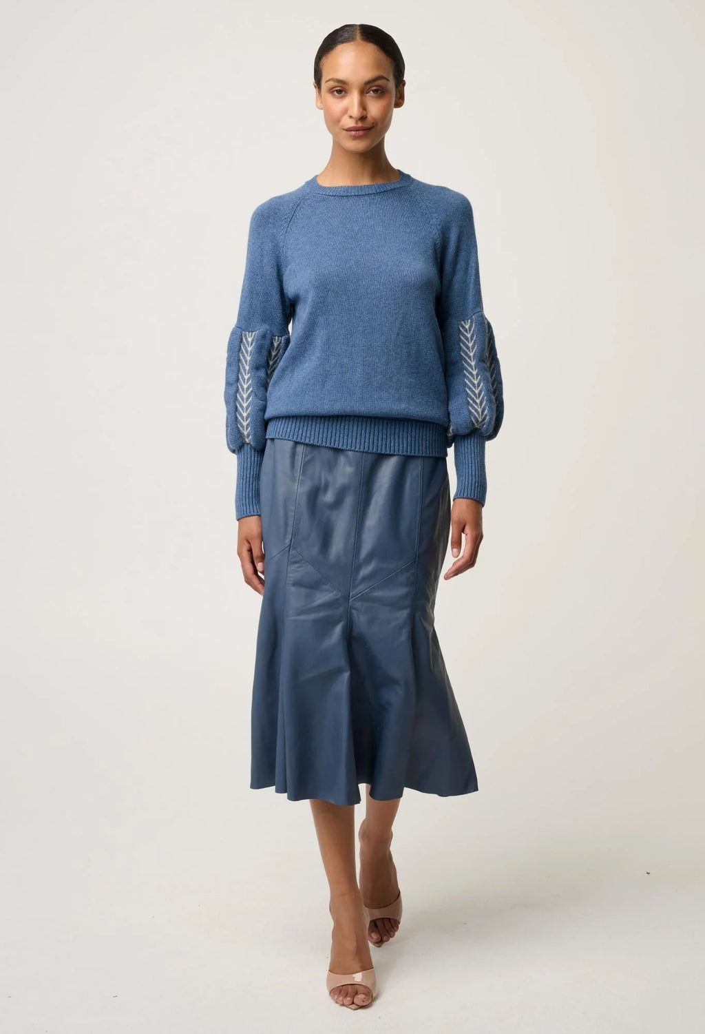 Arden Merino Wool Blend Jacquard Knit Top