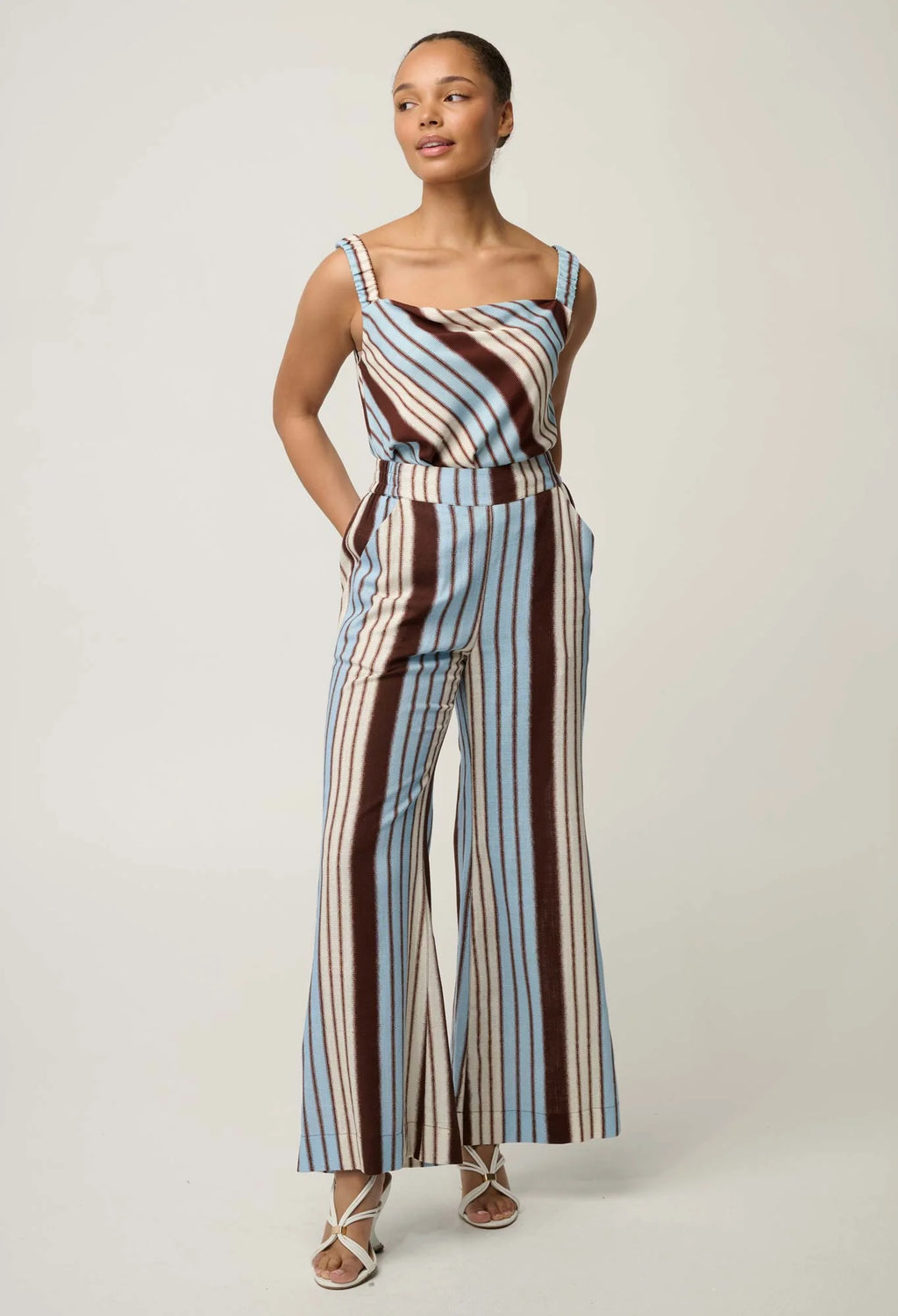 Delray Reversible Cupro V-neck Cami in Iridescent Stripe