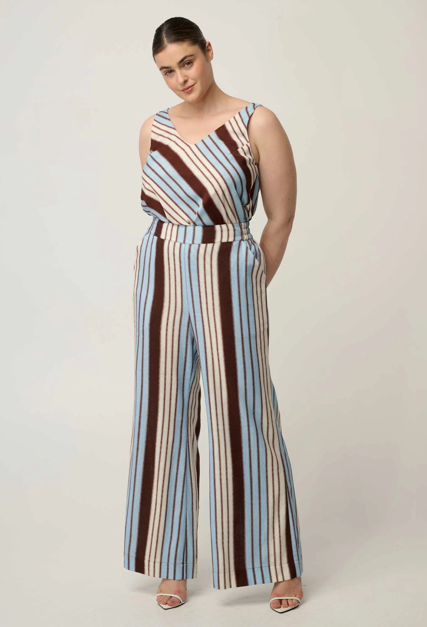 Delray Reversible Cupro V-neck Cami in Iridescent Stripe