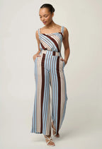 Willow Linen Viscose Pant in Iridescent Stripe