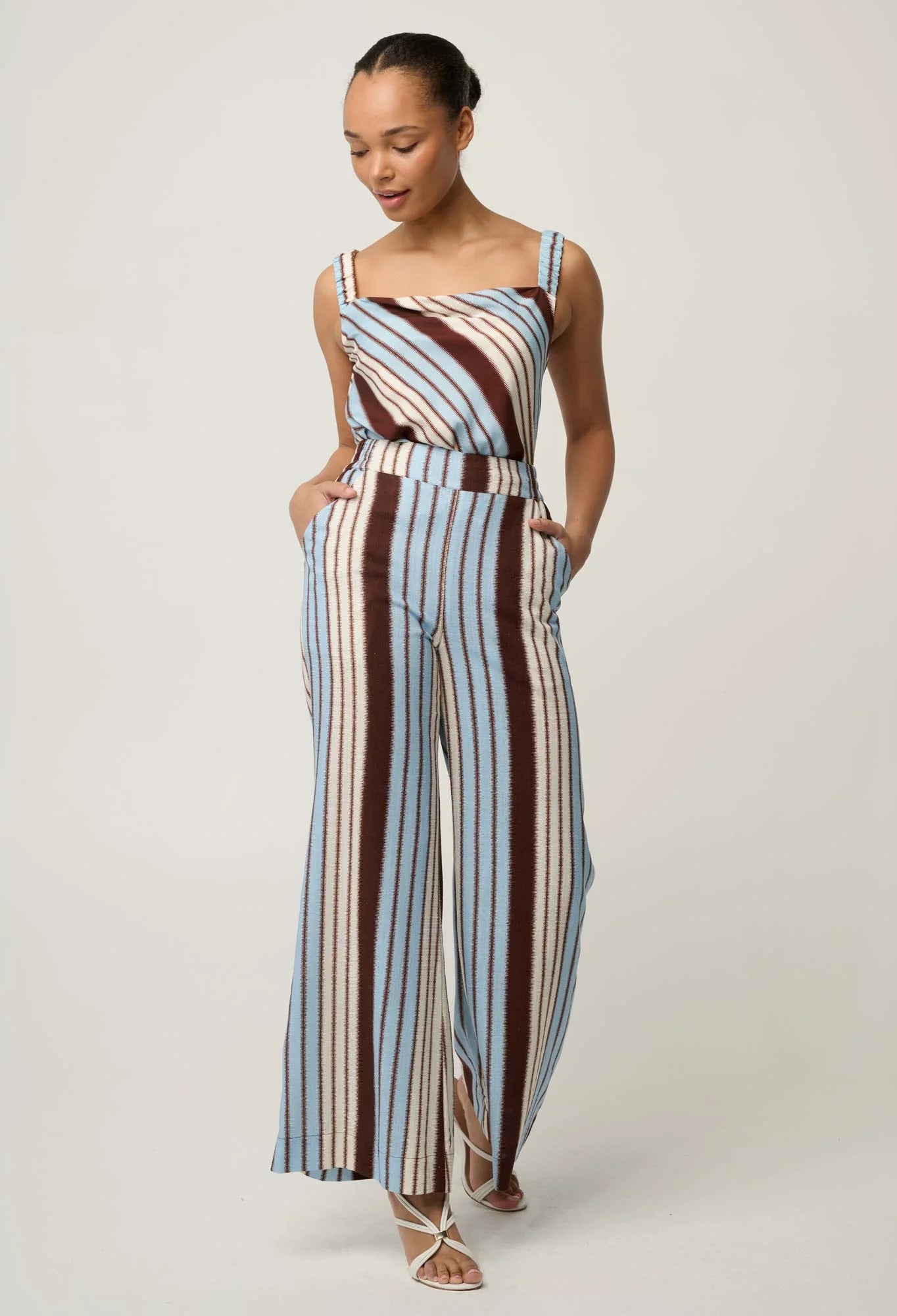 Willow Linen Viscose Pant in Iridescent Stripe