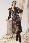 Camille Viscose Faile Curved Hem Dress in Ember Vines