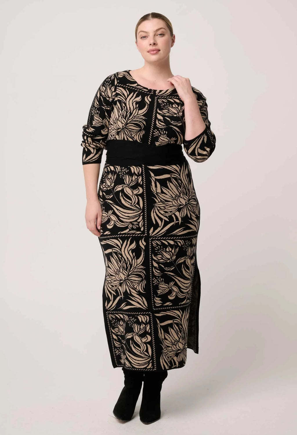 Wanderer Merino Wool Blend Floral Knit Dress