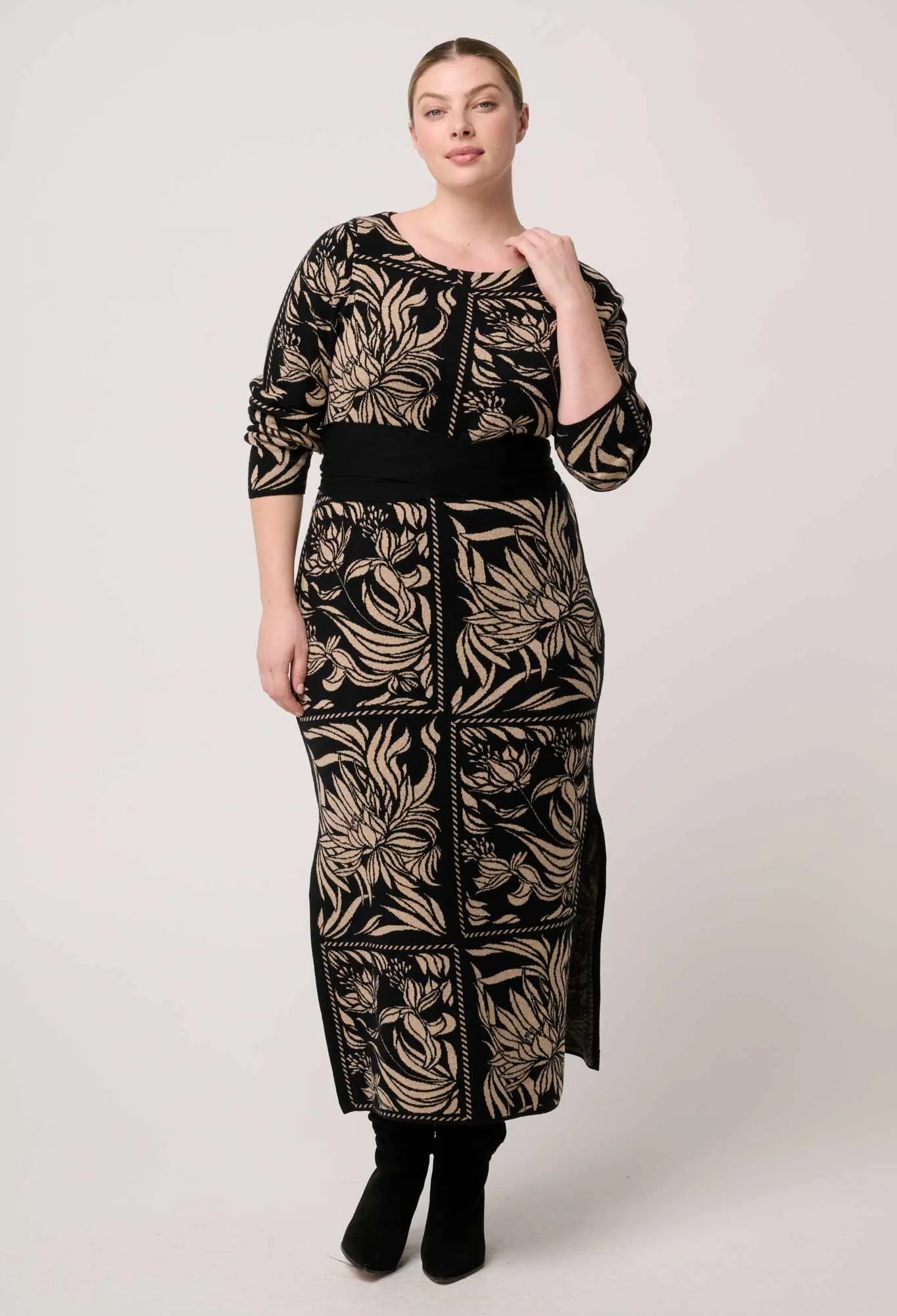 Wanderer Merino Wool Blend Floral Knit Dress