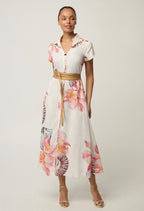Cattleya Linen Viscose Smock Maxi Dress in Nautilus Bloom