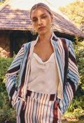 Delray Reversible Linen Viscose Jacket in Nautilus Bloom / Iridescent Stripe