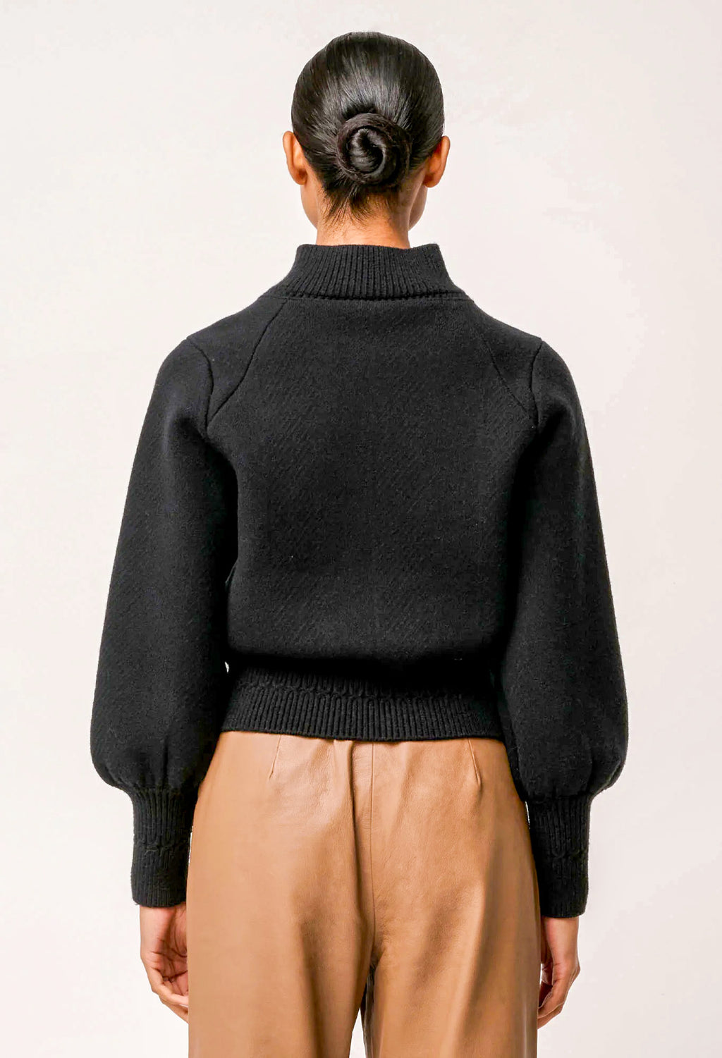 Jeanne Wool Blend Textured Knit Bomber Jacket