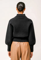 Jeanne Wool Blend Textured Knit Bomber Jacket
