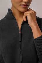 Jeanne Wool Blend Textured Knit Bomber Jacket