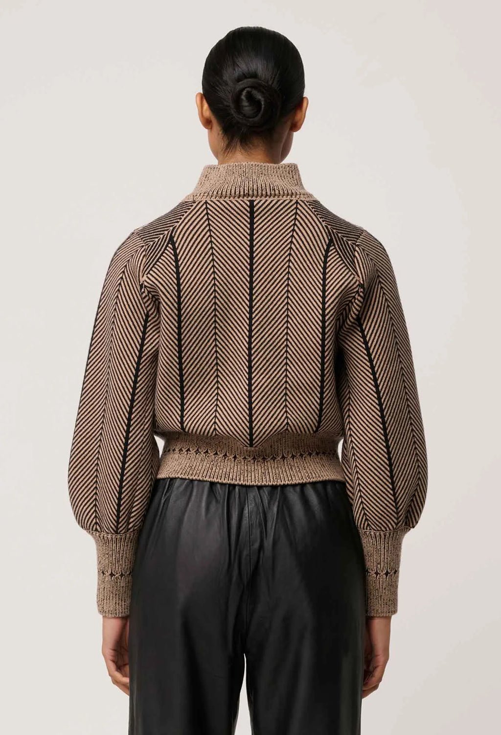 Jeanne Wool Blend Textured Knit Bomber Jacket
