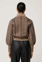 Jeanne Wool Blend Textured Knit Bomber Jacket