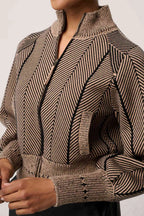 Jeanne Wool Blend Textured Knit Bomber Jacket