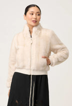 Petite Chrysta Faux Fur Rib Detail Bomber