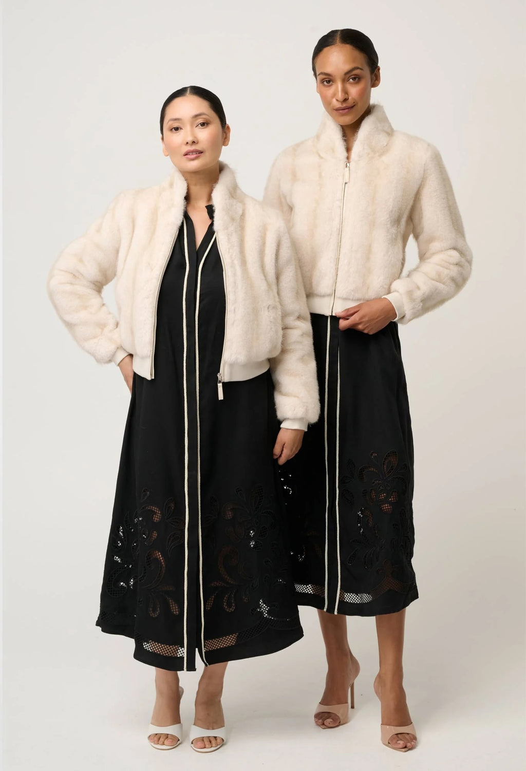 Petite Chrysta Faux Fur Rib Detail Bomber