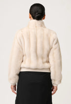 Petite Chrysta Faux Fur Rib Detail Bomber
