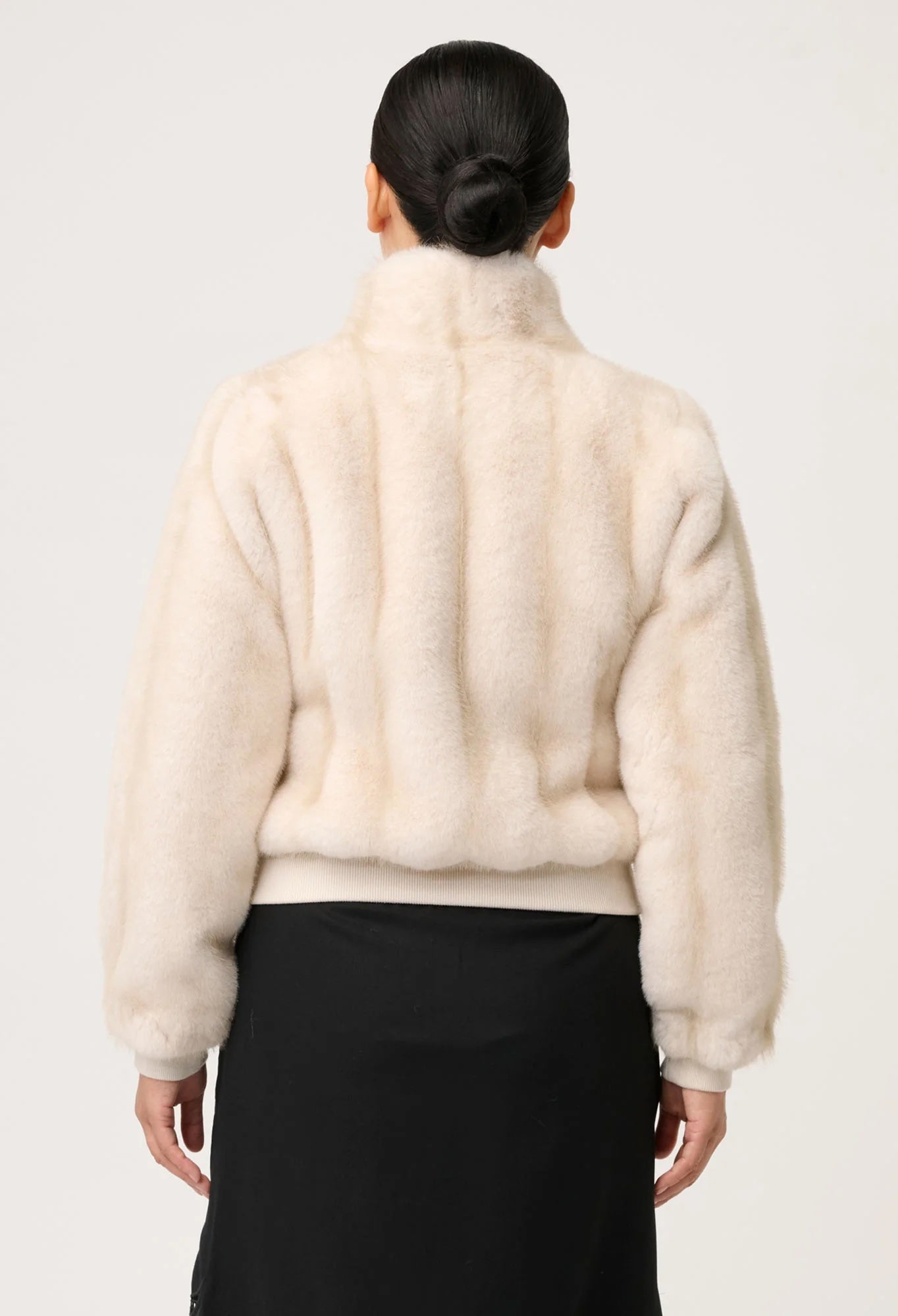 Petite Chrysta Faux Fur Rib Detail Bomber