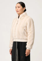 Petite Chrysta Faux Fur Rib Detail Bomber