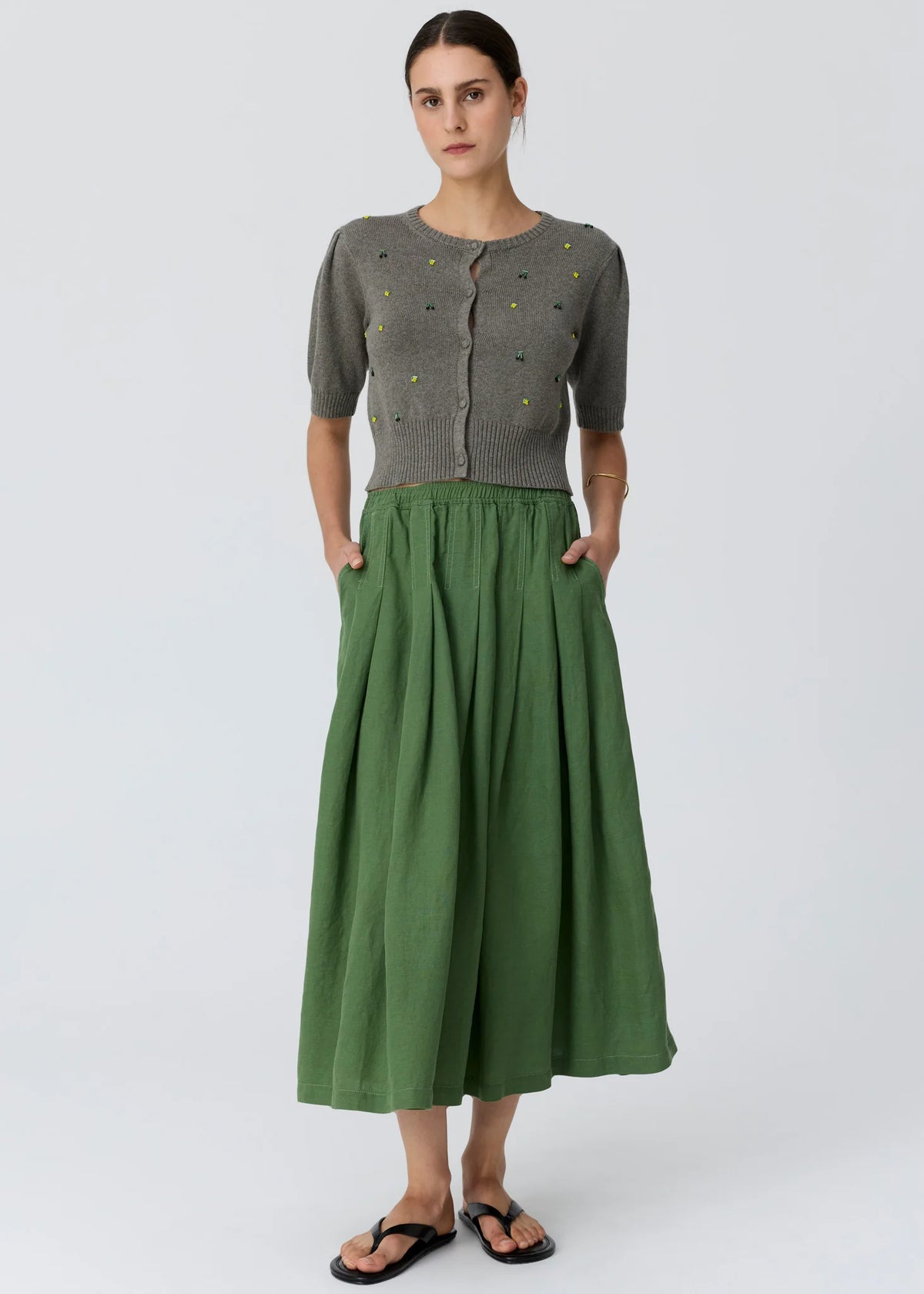 Viloa Beaded Short Sleeve Cardigan
