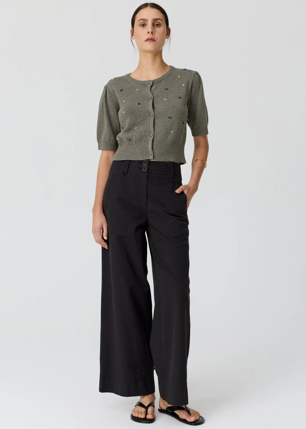 Viloa Beaded Short Sleeve Cardigan