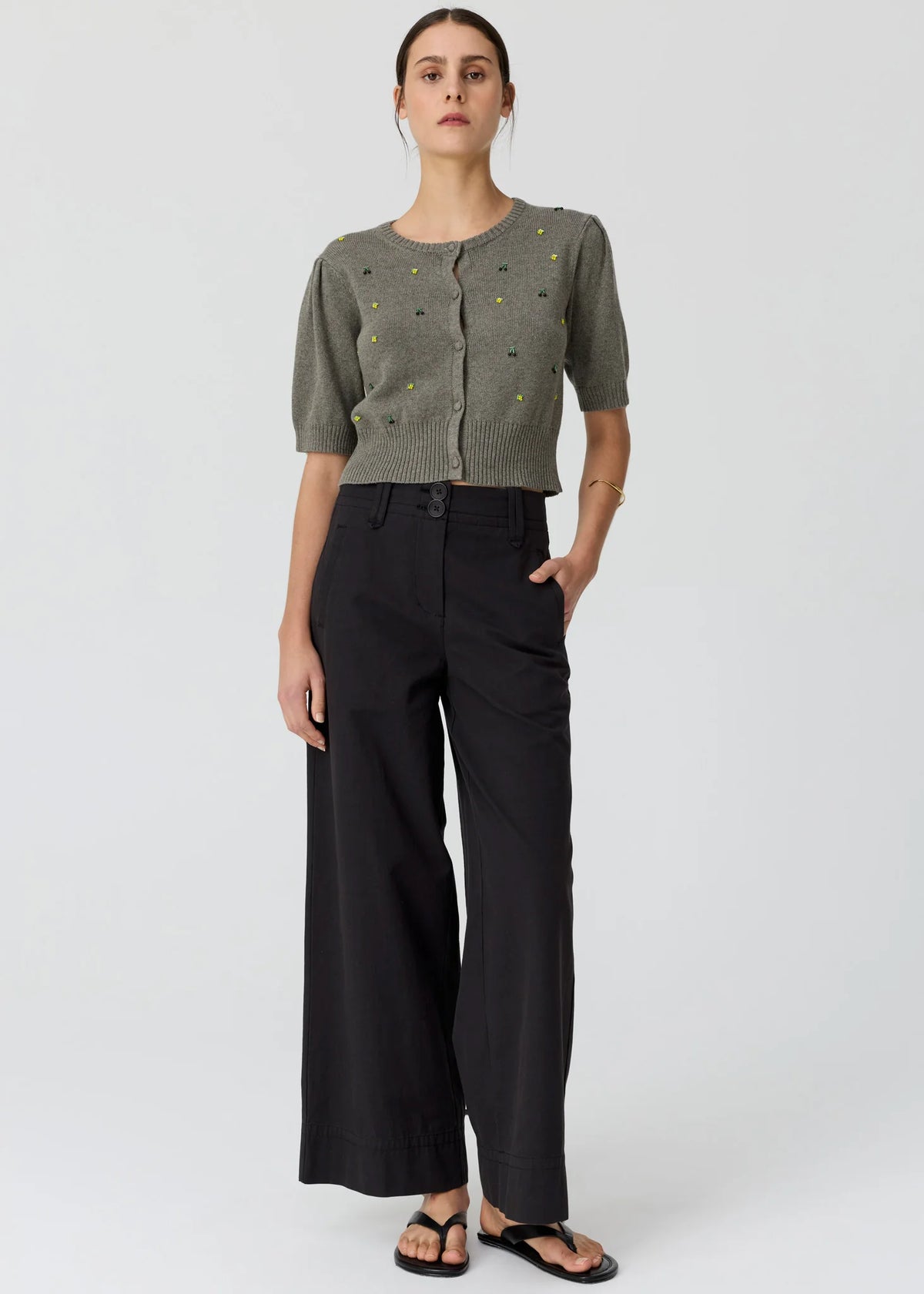 Viloa Beaded Short Sleeve Cardigan