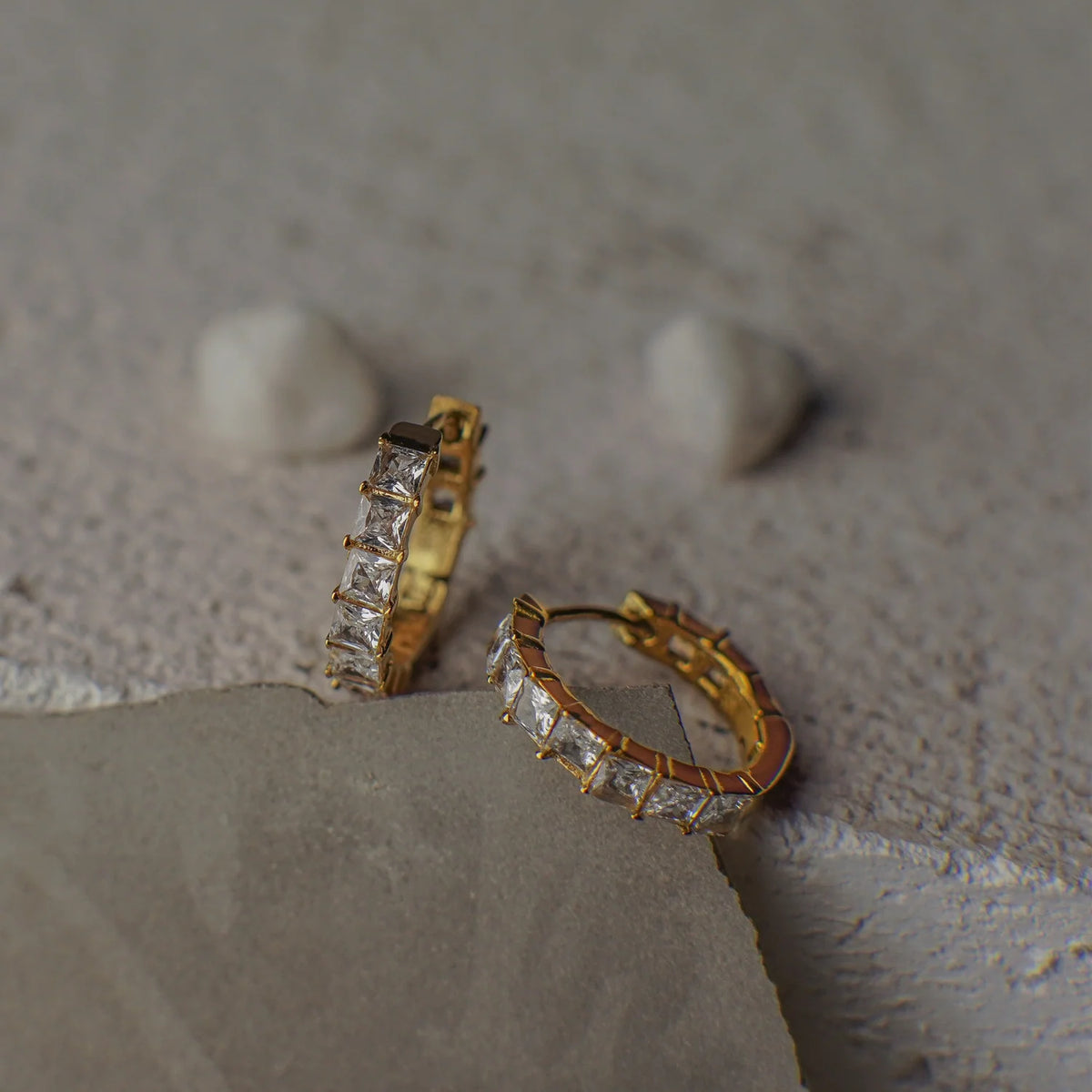 Rina Crystal Gold Hoop Earrings