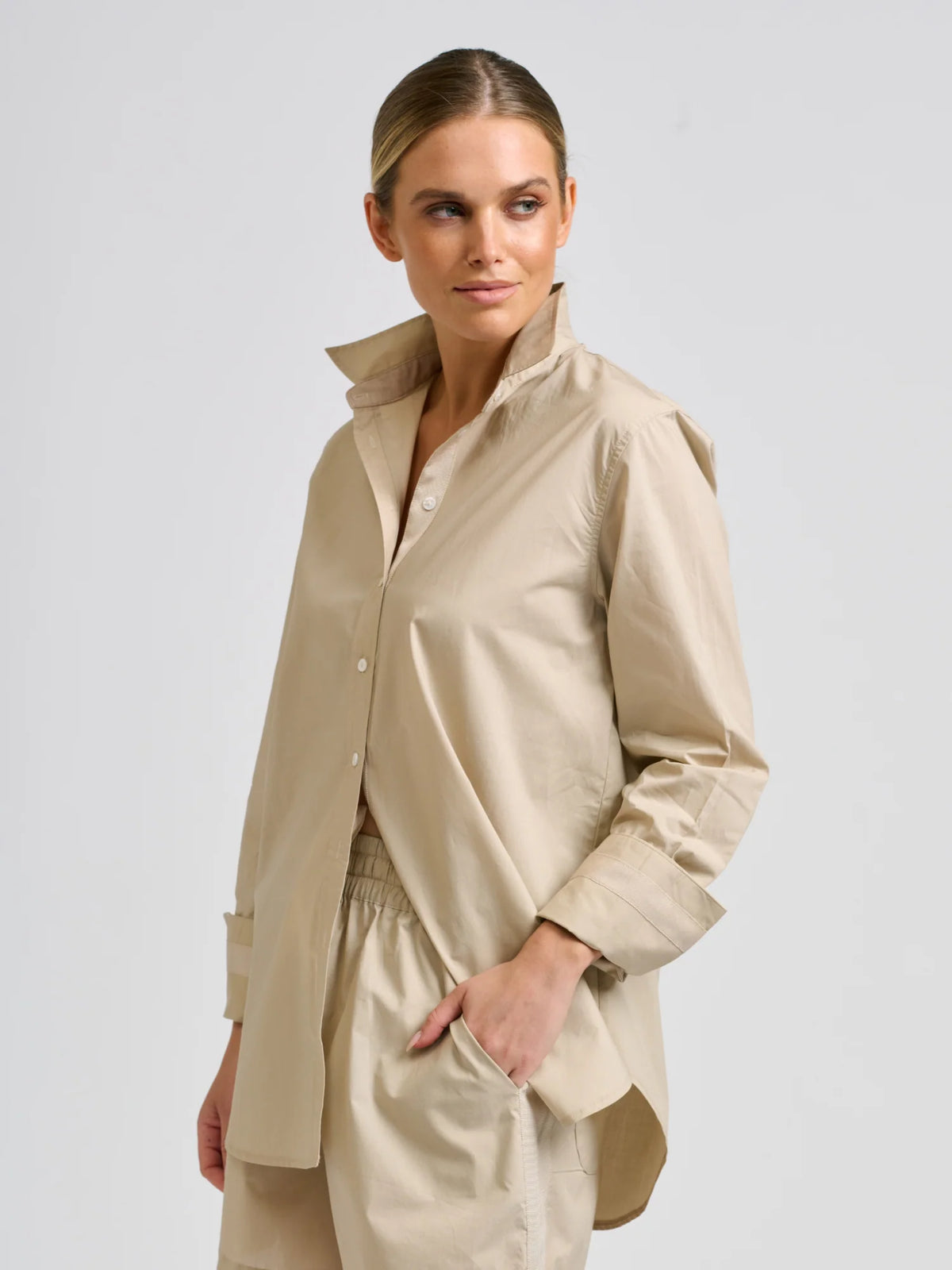 Elodie Trim Shirt - Biscuit