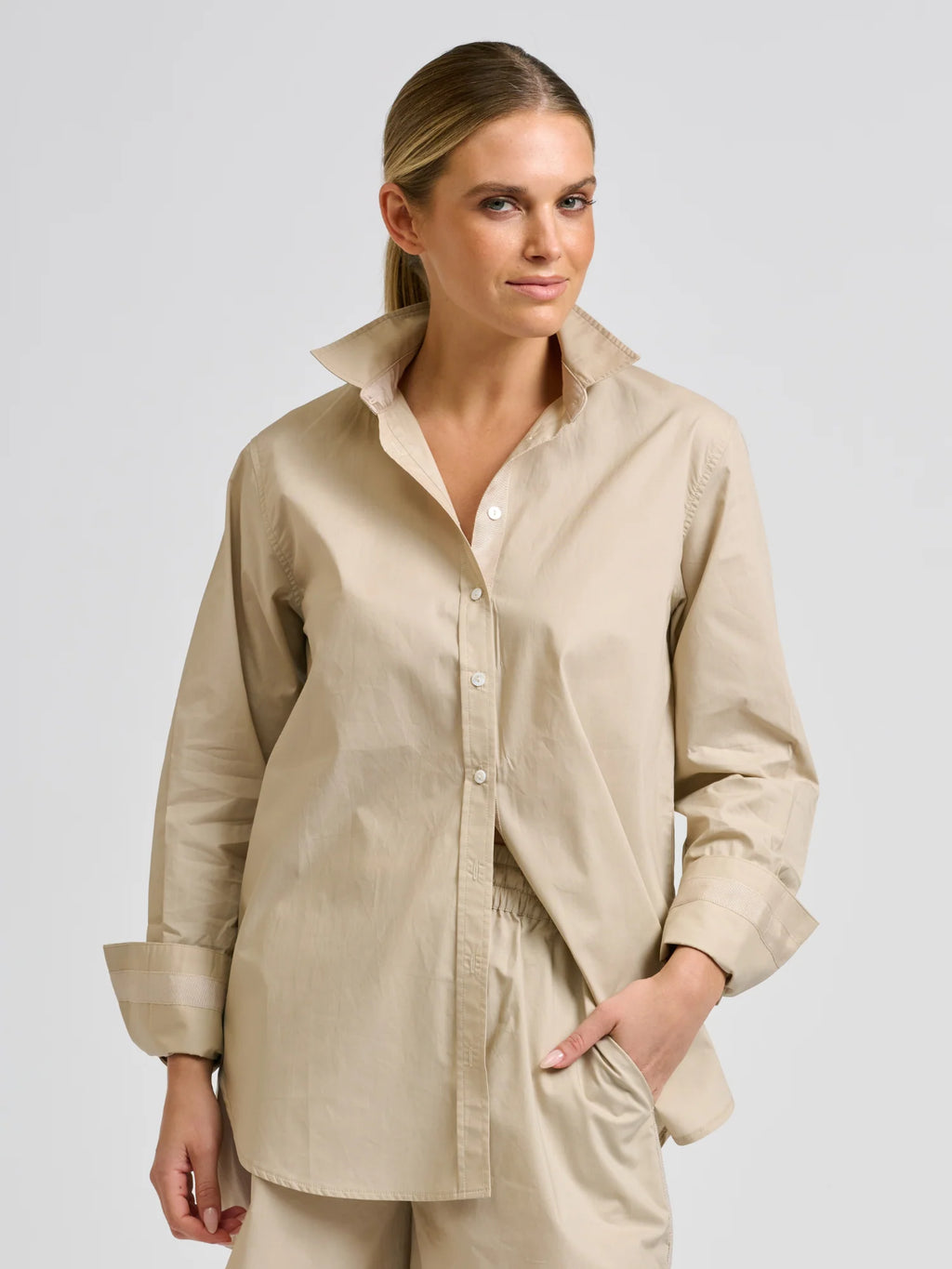 Elodie Trim Shirt - Biscuit