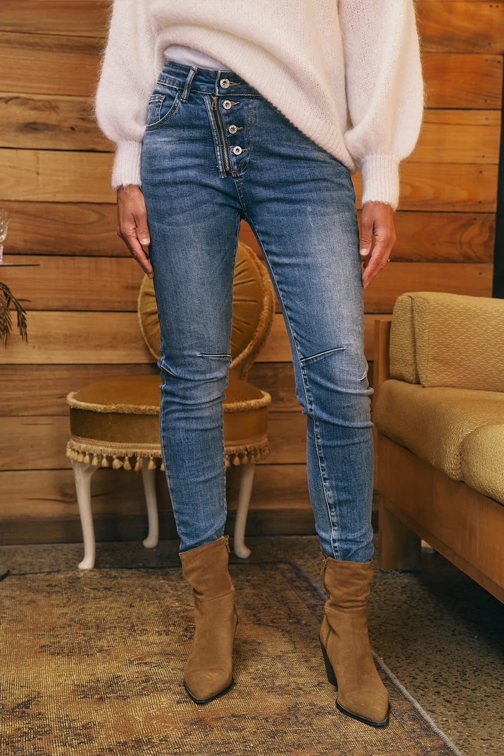 Zip & Button Jean