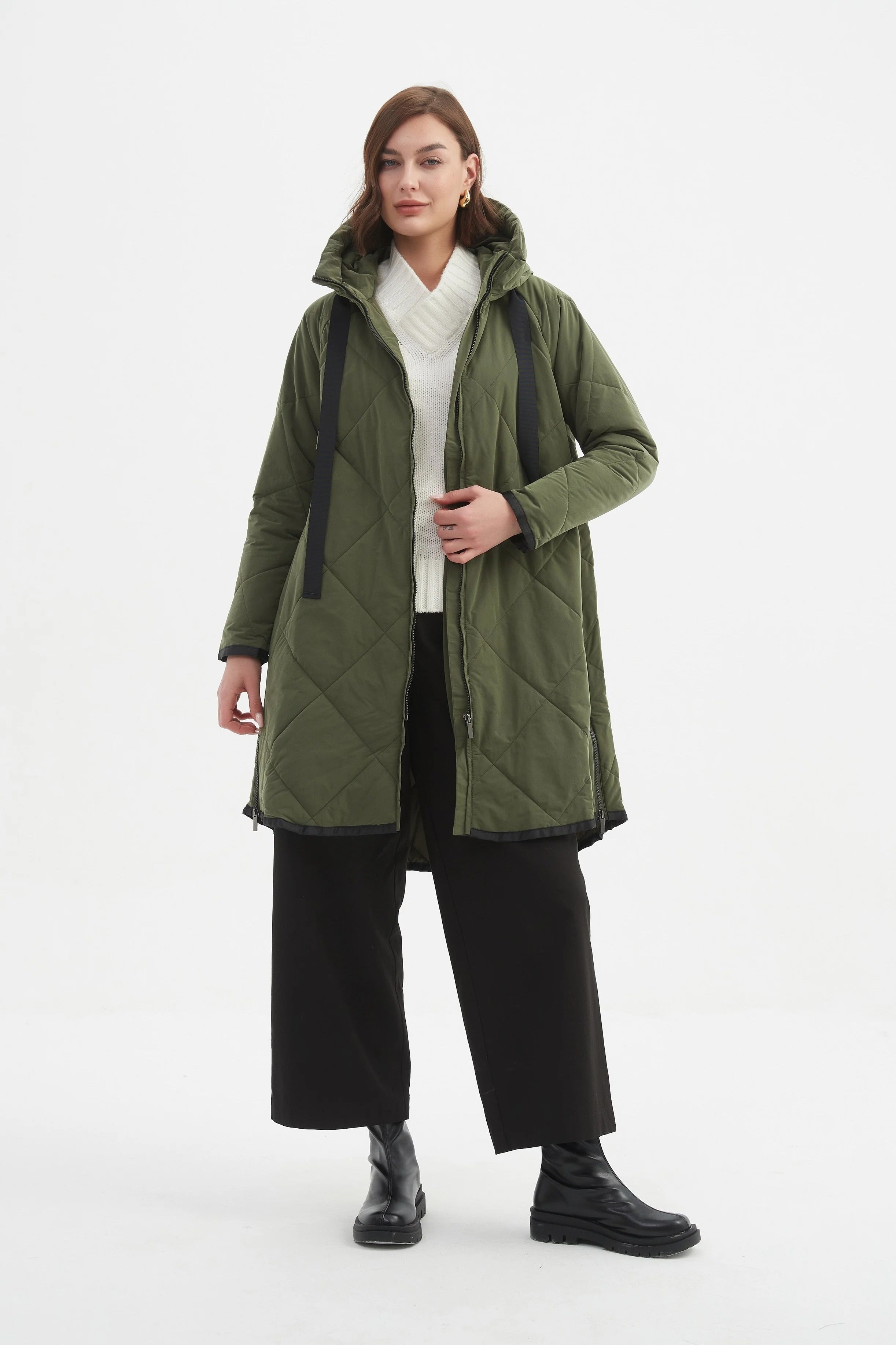 Zip Hem Winter Coat