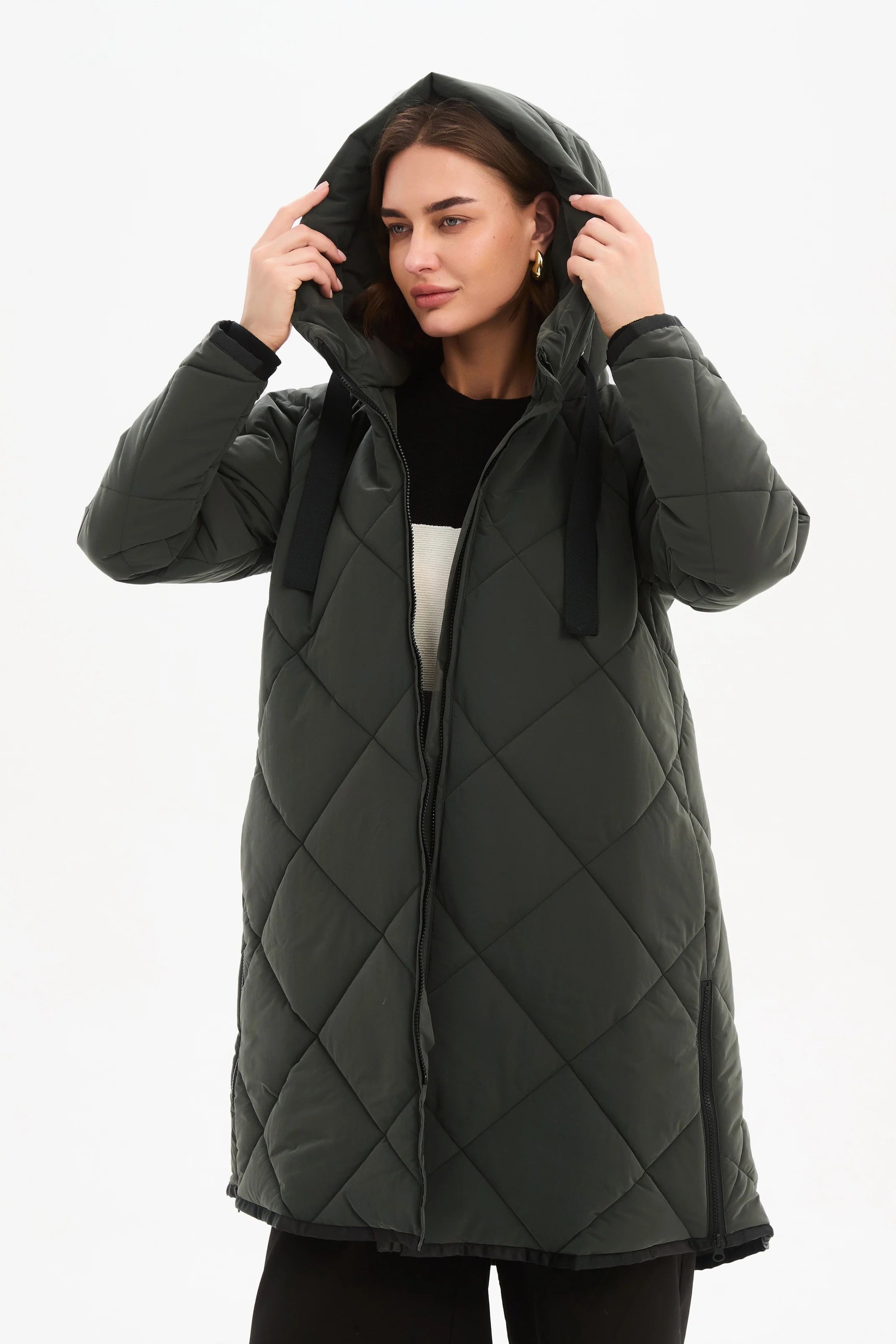 Zip Hem Winter Coat